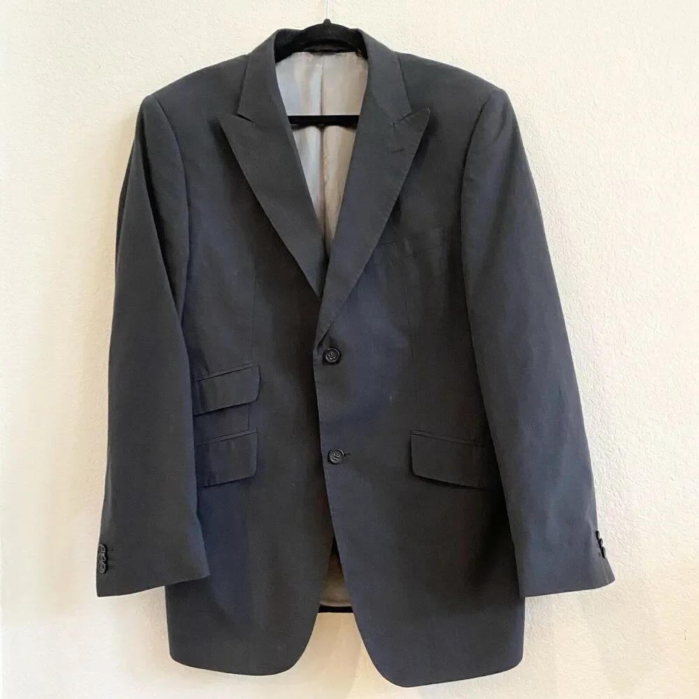 BANANA REPUBLIC Men's 44 Regular Black Sport Coat Notched Collar 100%‎ Cotton